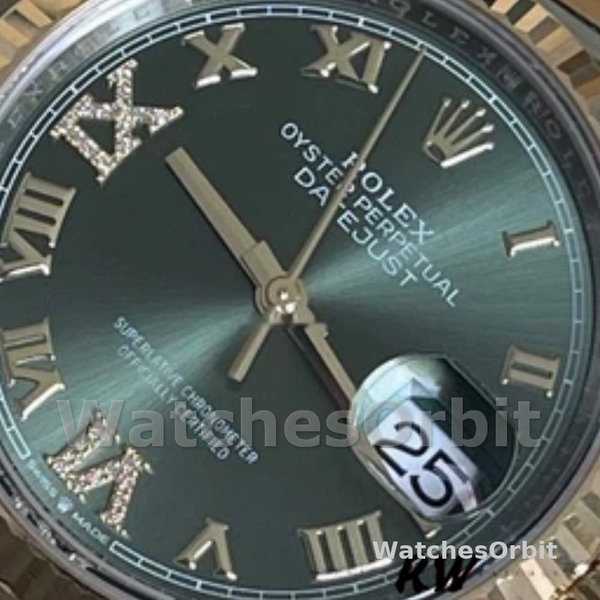 Unisexs Rolex Datejust 36mm Unisex-126233-Olive Green Dial-Yellow Gold & Oystersteel Green Replica Image