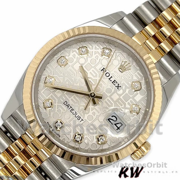 Replique Rolex Datejust 36mm Unisex-126233-Silver Jubilee Dial-Fluted Bezel Silver