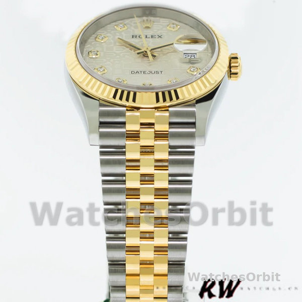 Unisexs Rolex Datejust 36mm Unisex-126233-Silver Jubilee Dial-Fluted Bezel Silver Replica Image
