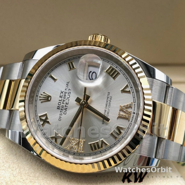 Unisexs Rolex Datejust 36mm Unisex-126233-Silver Roman Numeral Dial Silver Replica Image