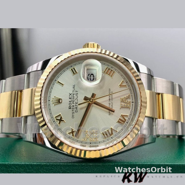 Unisexs Rolex Datejust 36mm Unisex-126233-Silver Roman Numeral Dial Silver Replica Image