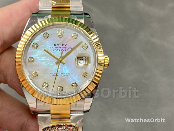 Unisexs Rolex Datejust 36mm Unisex-126233-White MOP Diamond Dial White Replica Image