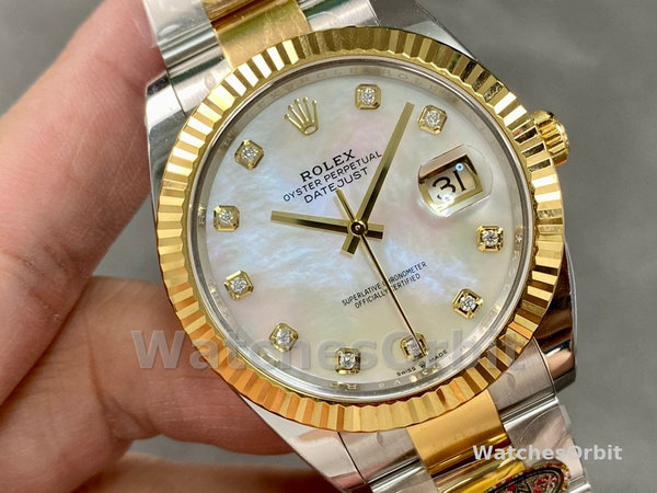 Unisexs Rolex Datejust 36mm Unisex-126233-White MOP Diamond Dial White Replica Image