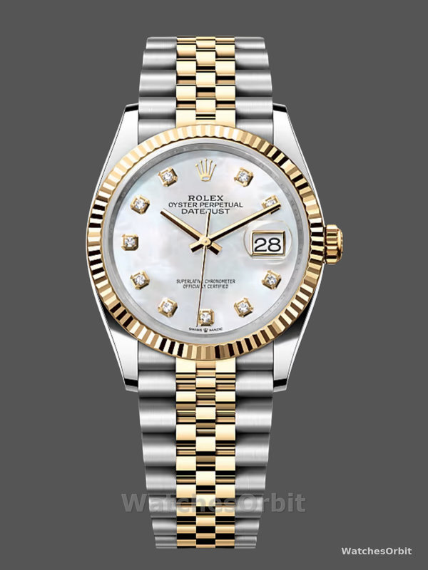 Rolex Datejust 126233 White MOP Diamond Dial Fluted Bezel 36MM Unisex Replica Watch