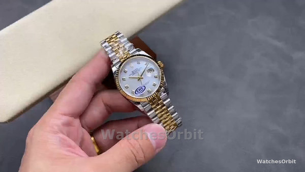 Replica Rolex Datejust 36mm Unisex-126233-bianco MOP Quadrante di diamanti-Ghiera scanalata MOP