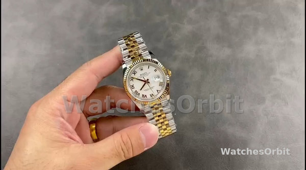 Unisex's Rolex Datejust 36mm Unisex-126233-White Roman Dial-Fluted Bezel White