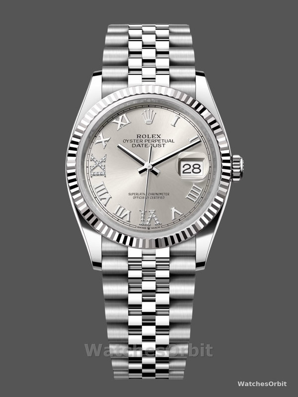 Rolex Datejust 126234 0029 Silver Diamond Roman Dial 36MM Women's Watch