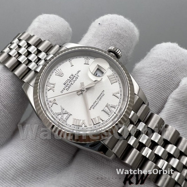 Replica Rolex Datejust 36mm dames-126234 0029-zilver met Romeinse wijzerplaat