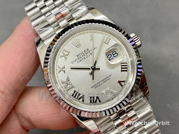 Replica Rolex Datejust 36mm dames-126234 0029-zilver met Romeinse wijzerplaat