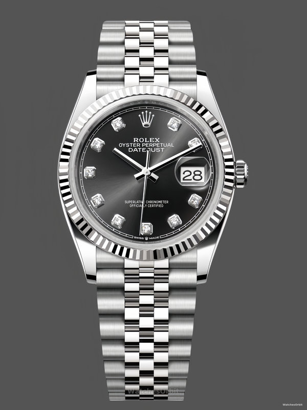 Rolex Datejust 126234 Fluted Bezel Black Diamond Dial 36MM Unisex Replica Watch