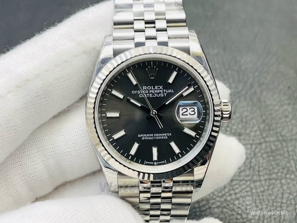 Unisex's Rolex Datejust 36mm Unisex-126234-Fluted Bezel-Black Index Dial Black&nbsp;