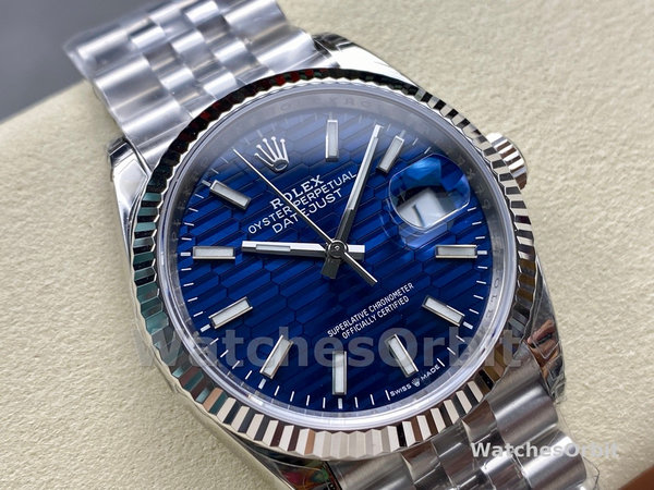 Rolex Datejust 126234 Fluted Bezel Blue Fluted Motif Dial 36MM Unisex Replica Watch