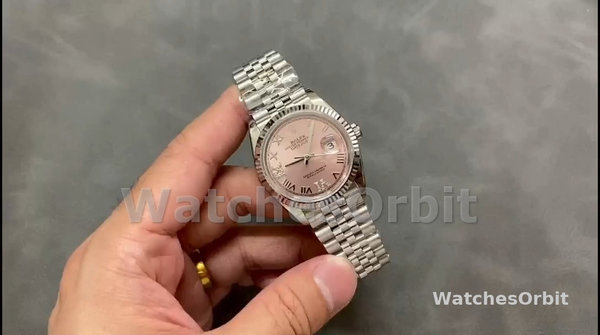 Unisex's Rolex Datejust 36mm Unisex-126234-Fluted Bezel-Pink Roman Dial Pink
