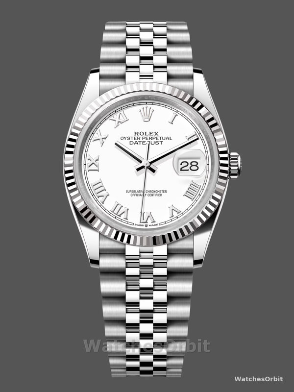 Rolex Datejust 126234 Fluted Bezel White Roman Dial 36MM Unisex Replica Watch