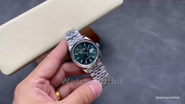 Replica Rolex Datejust 36 mm Unisex-126234-Acciaio inossidabile-Comparto verde menta Verde menta