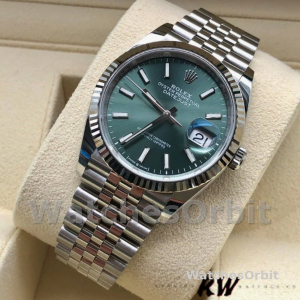 Replica Rolex Datejust 36 mm Unisex-126234-Acciaio inossidabile-Comparto verde menta Verde menta