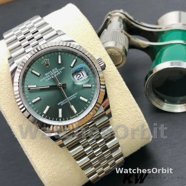 Replica Rolex Datejust 36 mm Unisex-126234-Acciaio inossidabile-Comparto verde menta Verde menta