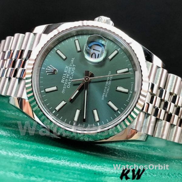 Replica Rolex Datejust 36 mm Unisex-126234-Acciaio inossidabile-Comparto verde menta Verde menta