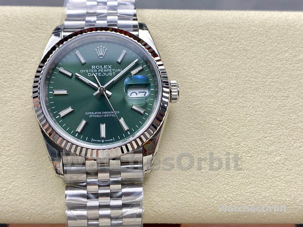 Replica Rolex Datejust 36 mm Unisex-126234-Acciaio inossidabile-Comparto verde menta Verde menta