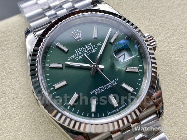 Replica Rolex Datejust 36 mm Unisex-126234-Acciaio inossidabile-Comparto verde menta Verde menta