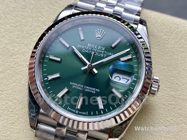 Replica Rolex Datejust 36 mm Unisex-126234-Acciaio inossidabile-Comparto verde menta Verde menta