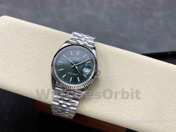 Replica Rolex Datejust 36 mm Unisex-126234-Acciaio inossidabile-Comparto verde menta Verde menta