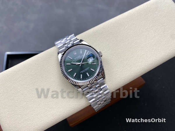 Replica Rolex Datejust 36 mm Unisex-126234-Acciaio inossidabile-Comparto verde menta Verde menta