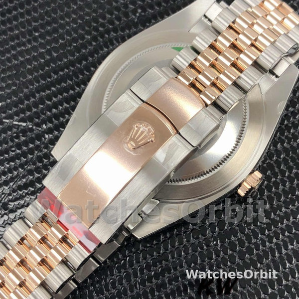 Replica Rolex Datejust 41mm Heren-126301-Rose Goud-Chocoladebruin Diamanten Wijzerplaat Chocoladebruin