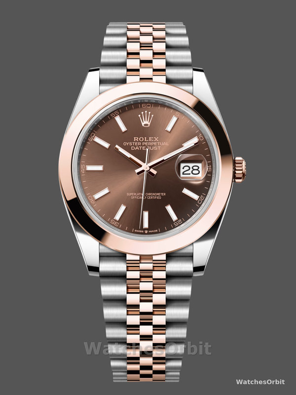 Rolex Datejust 126301 Rose Gold Chocolate Brown Index Dial 41MM Mens Replica Watch