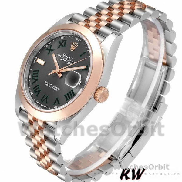Replica Rolex Datejust 41mm Heren-126301-Rose Gold-Slate Grey Wimbledon Dial Grijs