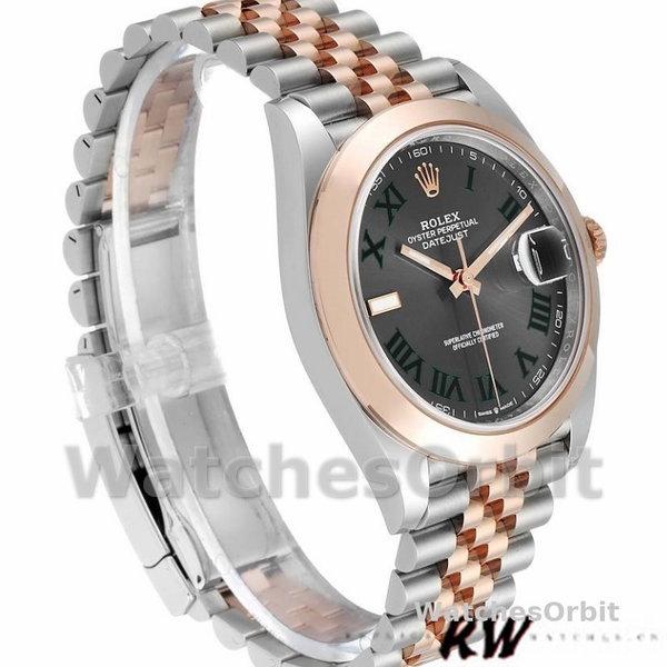 Replica Rolex Datejust 41mm Heren-126301-Rose Gold-Slate Grey Wimbledon Dial Grijs