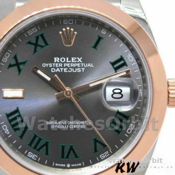 Replica Rolex Datejust 41mm Heren-126301-Rose Gold-Slate Grey Wimbledon Dial Grijs
