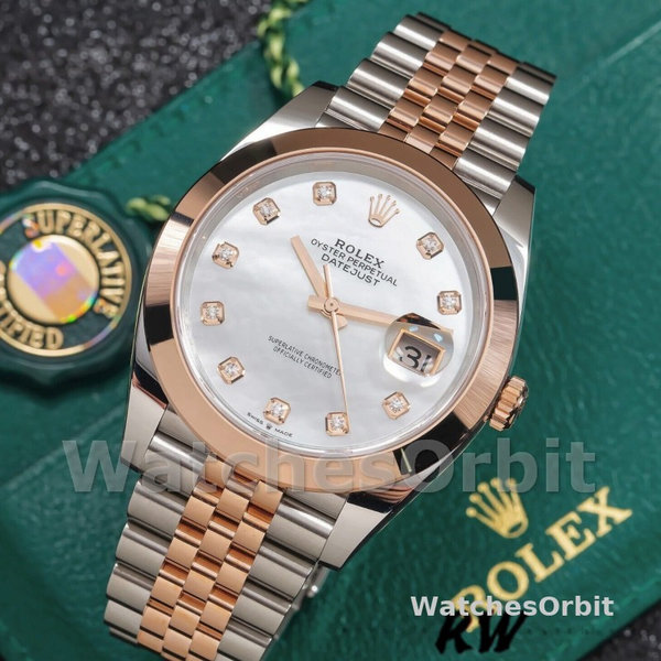 Replica Rolex Datejust 41mm Heren-126301-Rose Gold-Sundust Diamonds Dial Sundust<br />