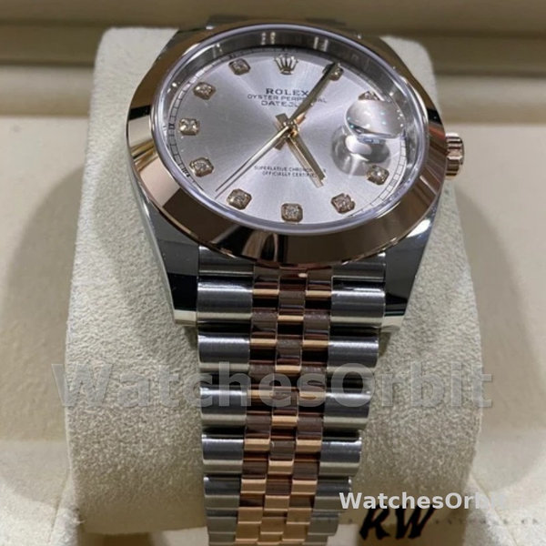 Mens Rolex Datejust 41mm Mens-126301-Rose Gold-Sundust Diamonds Dial Sundust<br /> Replica Image