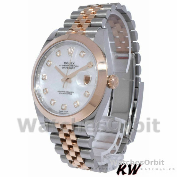 Replica Rolex Datejust 41mm Heren-126301-Wit MOP Met Diamanten Wijzerplaat MOP