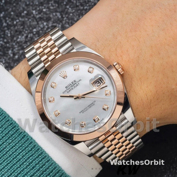 Replica Rolex Datejust 41mm Heren-126301-Wit MOP Met Diamanten Wijzerplaat MOP