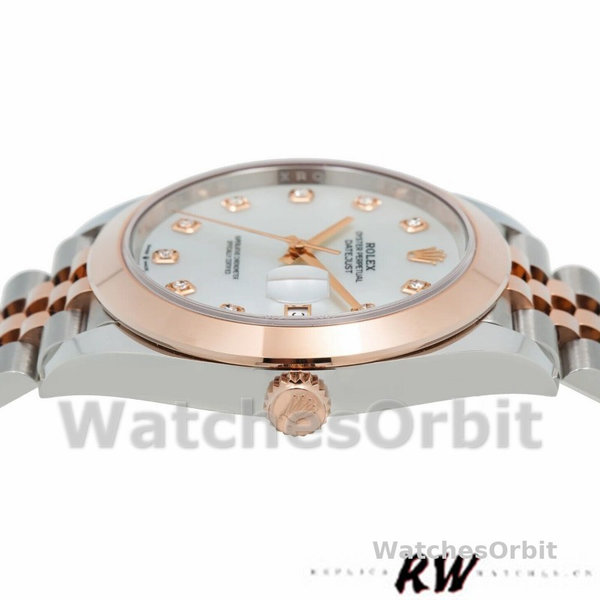 Replica Rolex Datejust 41mm Heren-126301-Wit MOP Met Diamanten Wijzerplaat MOP