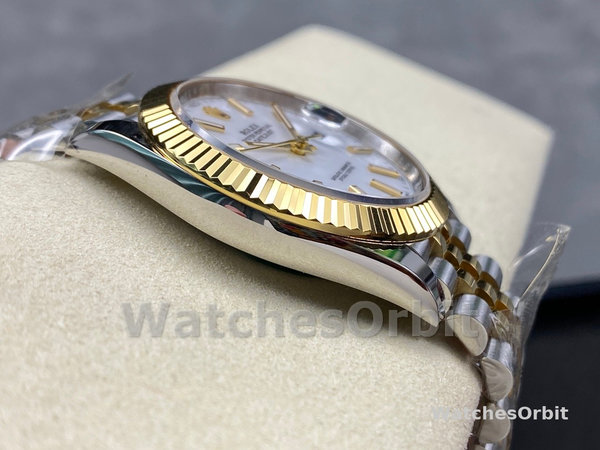 Replica Rolex Day Date 36-m128396TBR 0022, MOP wijzerplaat, diamanten ring, platina, unisex