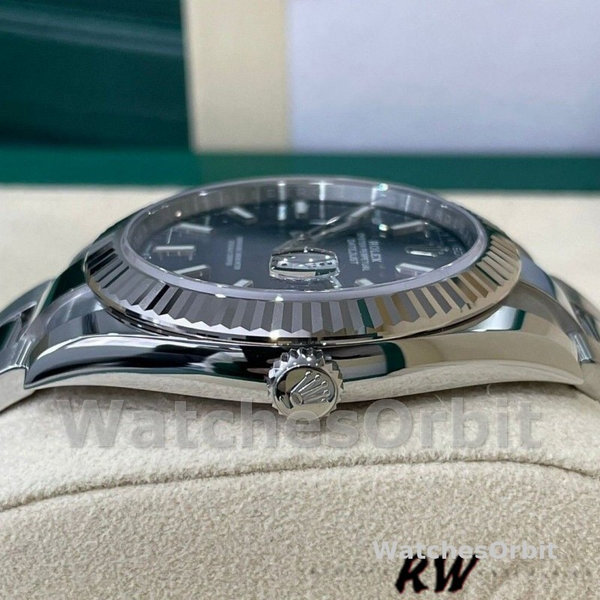 Replica Rolex Datejust 41mm Heren-126334 0001 Geribbelde lunette-Blauwe Wijzerplaat Blauw