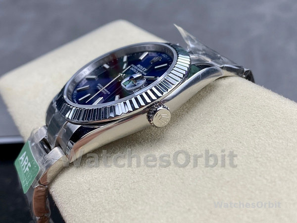 Replica Rolex Datejust 41mm Heren-126334 0001 Geribbelde lunette-Blauwe Wijzerplaat Blauw