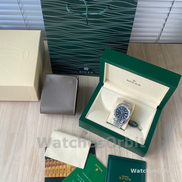 Replica Heren Rolex Datejust 41MM Roestvrij Staal met Zilveren Wijzerplaat Blauw