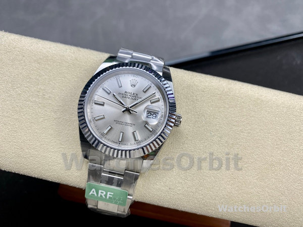 Replica Rolex Datejust 41mm Heren-126334 0003-Gegolfde ring-Zilveren wijzerplaat Zilver
