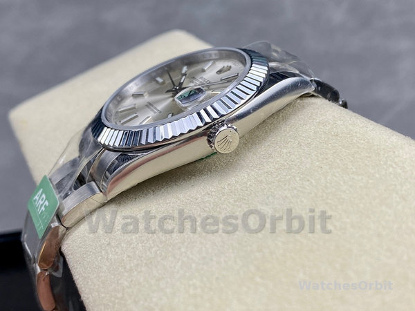 Replica Rolex Datejust 41mm Heren-126334 0003-Gegolfde ring-Zilveren wijzerplaat Zilver