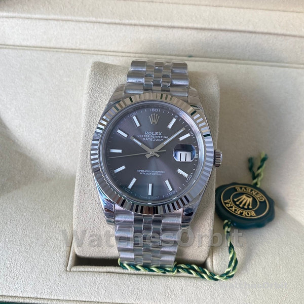 Replica Rolex Datejust-126334 0014, 41 mm, quadrante grigio rodio scuro, Uomo