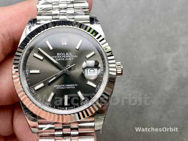 Replica Rolex Datejust-126334 0014, 41 mm, quadrante grigio rodio scuro, Uomo