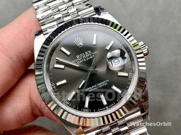 Replica Rolex Datejust-126334 0014, 41 mm, quadrante grigio rodio scuro, Uomo