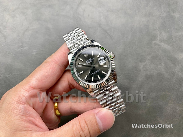 Replica Rolex Datejust-126334 0014, 41 mm, quadrante grigio rodio scuro, Uomo