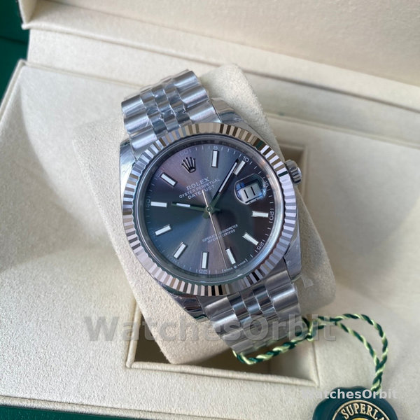 Replica Rolex Datejust-126334 0014, 41 mm, quadrante grigio rodio scuro, Uomo