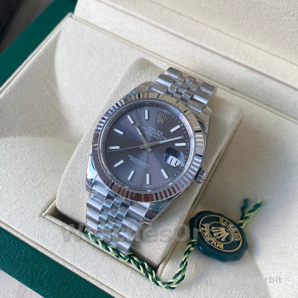Replica Rolex Datejust-126334 0014, 41 mm, quadrante grigio rodio scuro, Uomo