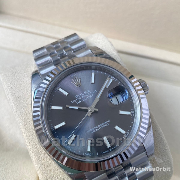 Replica Rolex Datejust-126334 0014, 41 mm, quadrante grigio rodio scuro, Uomo